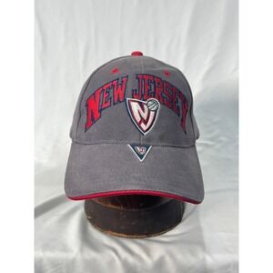 New Jersey Nets Baseball Cap Gray Red Embroidered Logo Adjustable Strap